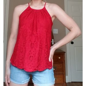 Francesca's Red Lace Top